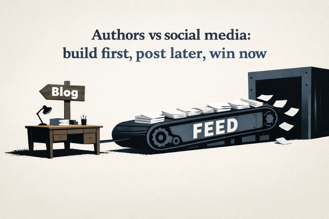 Authors vs social media: build first, post later, win now