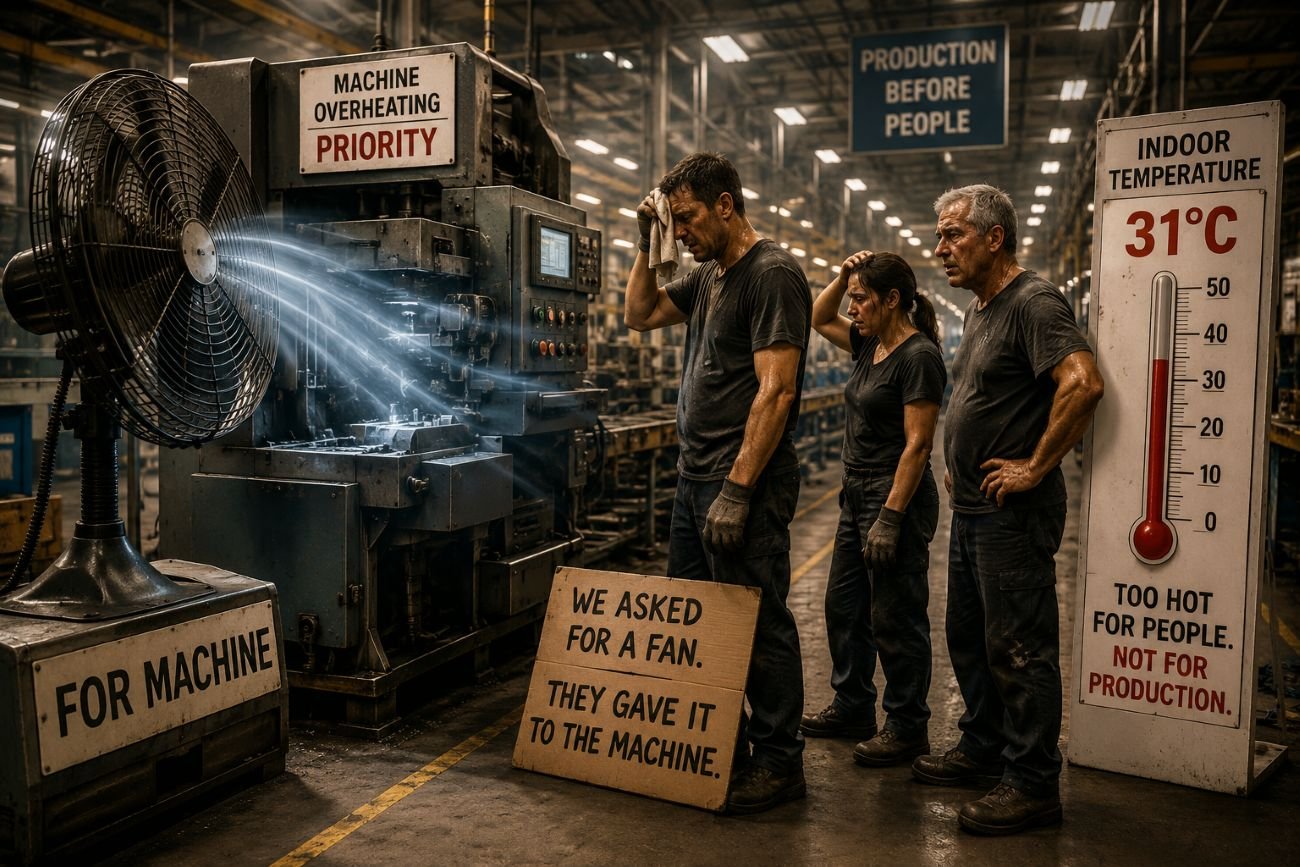 The Fan Went To The Machine While The Workers Could Melt